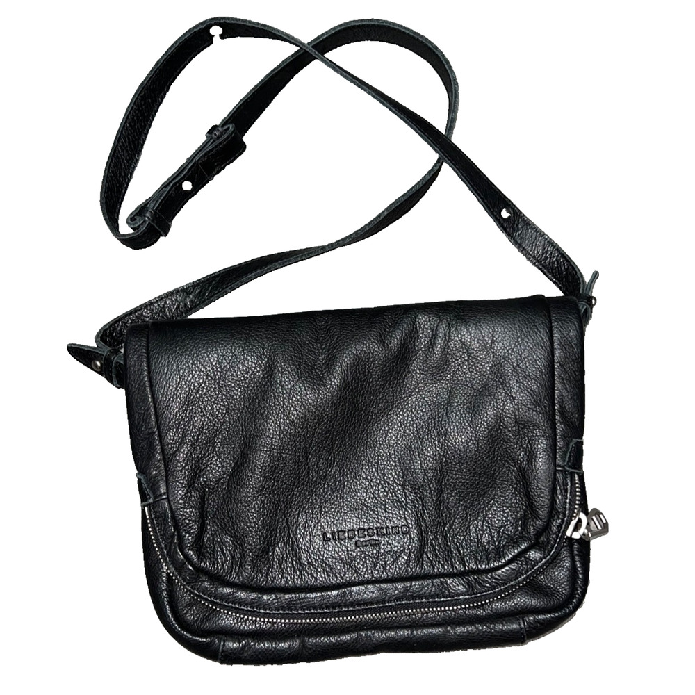 Liebeskind berlin handbag Bag saddle crossbody black‎ Leather Zip Tassel B000674